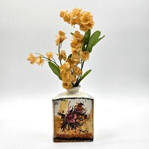 Triangular Greek Floral Vase - Artist Signed Hand Painted Pottery Masterpiece